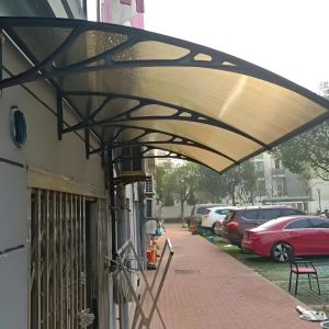 2.5mm PC Solid Sheet Or 5.0mm PC Hollow Sheet Plastic Frame Wall Mounted Awning