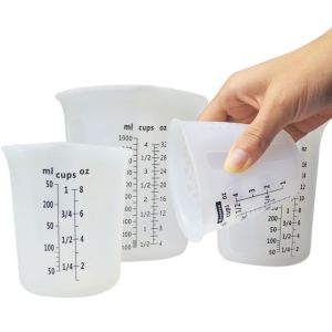 Heat Resistant Silicone Kitchen Tool Measuring Cups 500ml 16oz Custom Scale