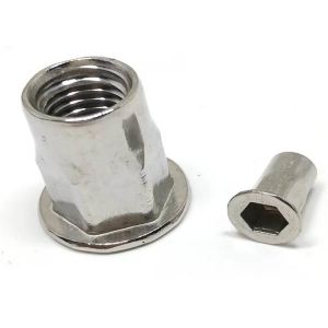 M6 M8 18-8 Stainless Steel 304 316 Plain Semi Hex Flat Head Rivet Nuts