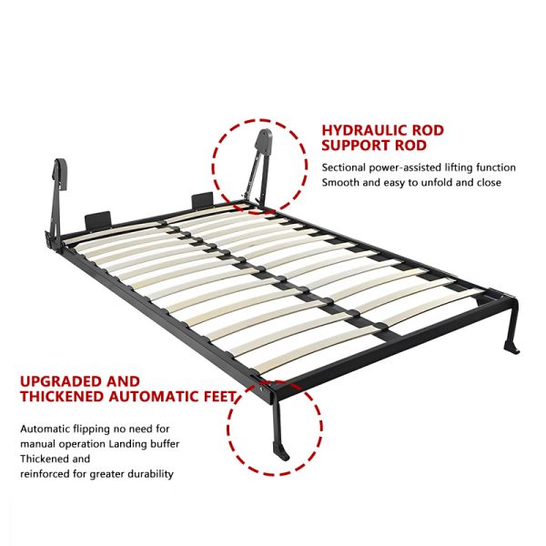 Concealed Space-saving Hardware Kit White Vertical Foldable Mechanism Murphy Wall Bed