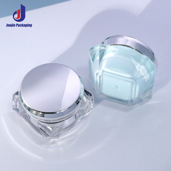 10g 25g Diamond Shaped Jar Empty Plastic Containers With Blue Silver Aluminum