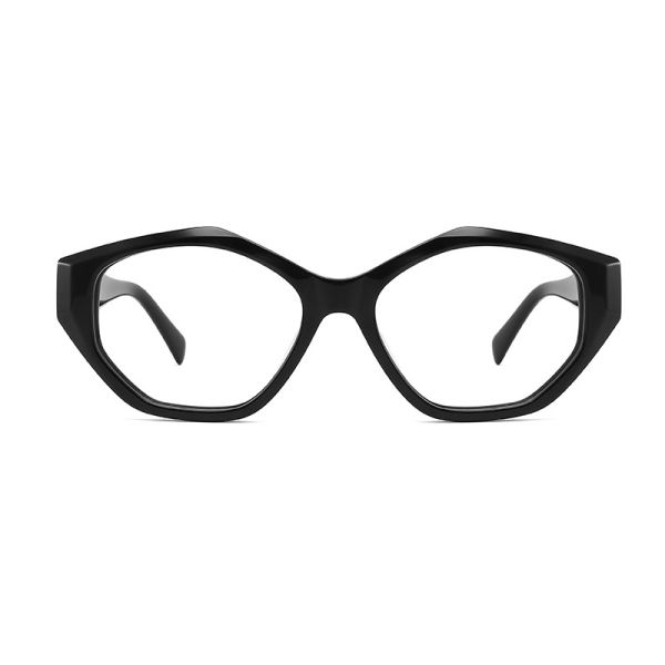 Quality Black Irregular Acetate Frame Glasses Optical Transparent Lens for sale