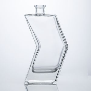 China Unique Shape Glass Bottle for Rum Gin Vodka Cork Stopper Included on sale