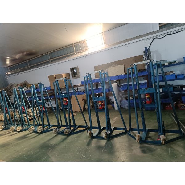 5 Ton Hydraulic Cable Drum Jack Stand with High-Strength Steel Frame and Adjustable Height Design for Heavy Duty Power Line Cable Reel Lifting