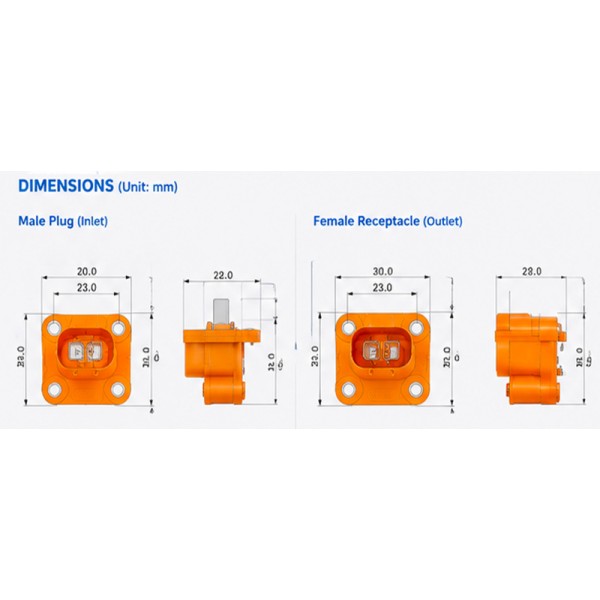 2 Pin HV Small Current Connector EV Waterproof Straight Plug