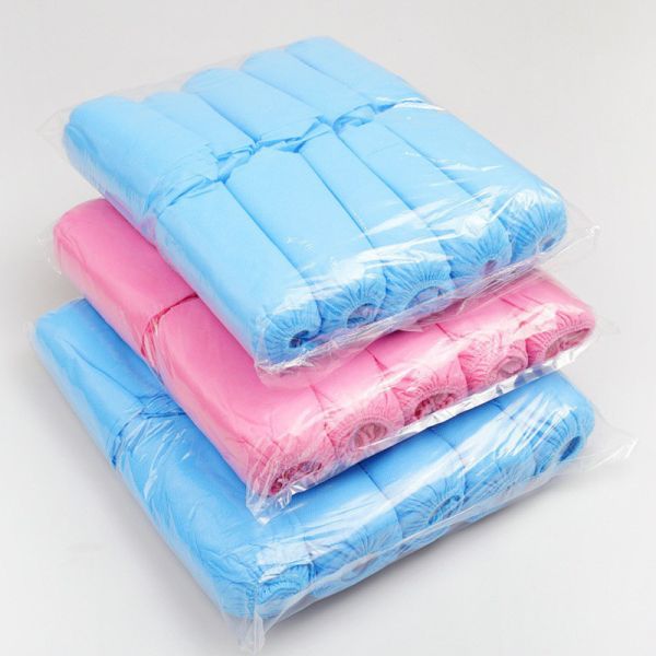 Non Woven Fabric Disposable Shoe Covers 35gsm Anti Skid Blue Ecofriendly For Wokers