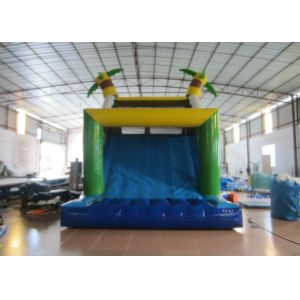 White Shark Inflatable Obstacle Courses Silk Printing 14 X 4m With Palm Trees