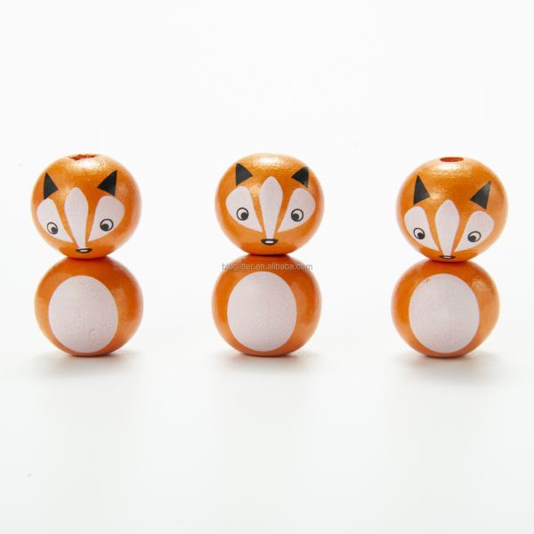 0.5-3CM Bead Size Animal Wood Beads Panda and Fox Loose Beads From Beads Ideal for Crafts Clothingand DIY Projects