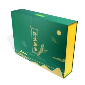 Green Magnetic Gift Packaging Box Made For Tea Products With Custom Design Near