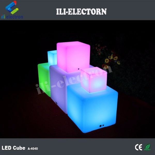PE plastic color changing illuminated Solid LED Glow Cubes