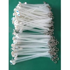 Pure Clear Top Quality PU Spring Key Coil w/White Mobile Phone Strap and Metal
