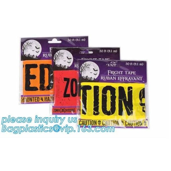 Quality pe no adhesive fright tape halloween Caution Tape yellow warning tape,Custom Printed Halloween Party Decoration Caution for sale