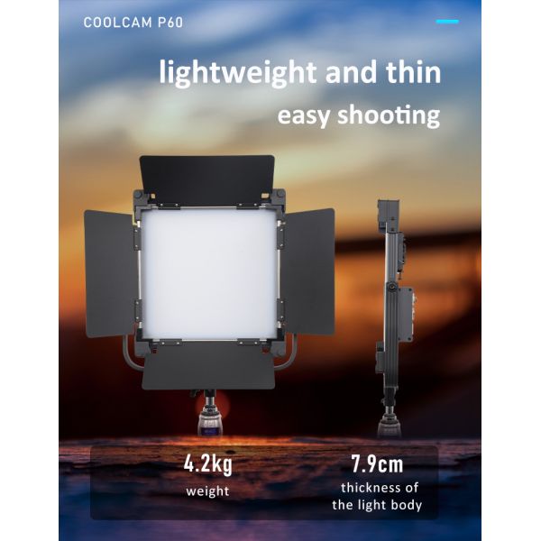 Aluminum Frame Bi-Color LED Photo Studio Lights 60W COOLCAM P60