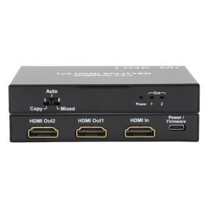 1x2 HDMI2.0 Splitter Support 3D 18G HDR HDCP2.2 2 Ports Video Splitter