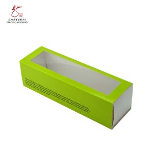 CMYK Printed Sliding Macaron Paper Boxes With PVC Window