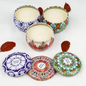 Customized Tin Scented Candle Grass Scented Soy Wax Candles Gift Set