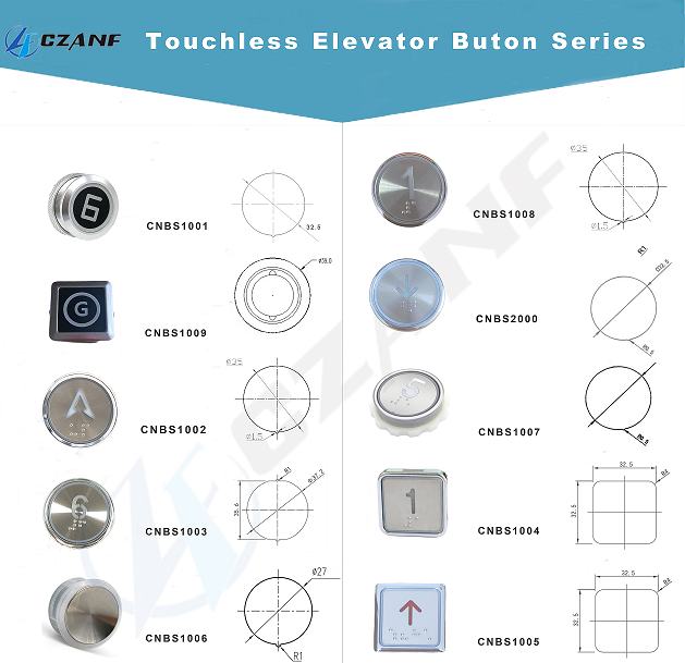 Customizable with Braille Stable Performance DC24V/12V Elevator Touchless Button Contactless Elevator Button