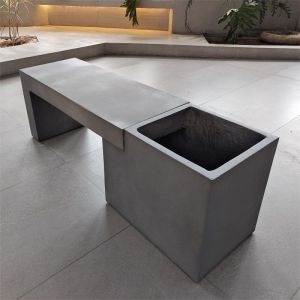 Rectangular GRC Concrete Patio Table Garden Furniture Outdoor Concrete Benches