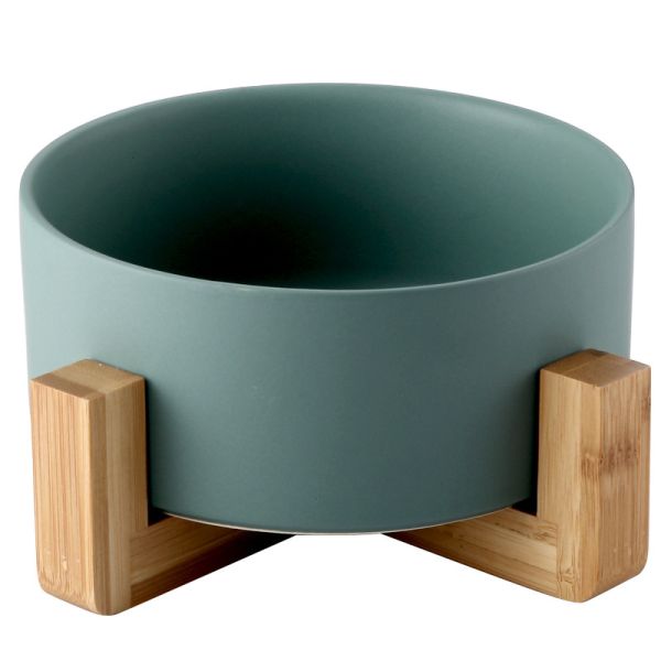 Rounded Marble Ceramic Pet Bowl With Elevated Stand Japan Style Printed