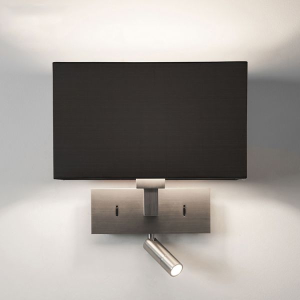 Recessed mounted fabric shade E27 square switch led reading wall light 3W led bedside wall lamps for villa projects