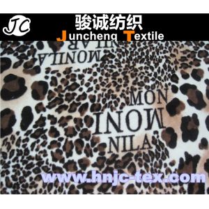 Leopard and letter pattern polyester and spandex blended elastic velvet/velour