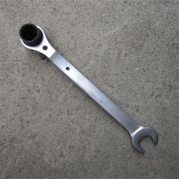 Premium Cr-V Steel Ratchet Socket Wrench Dull-Head Wrench Spanner 19x22-22mm Chrome Vanadium Steel Repairing Maintenance