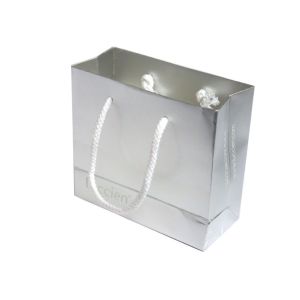 Wholesale OEM Silver art Paper laminated Carrier Bags Printing Service for Shopping with cotton rope from china suppliers