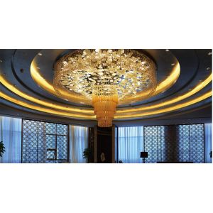 Wholesale Post Modern Style Custom Chandelier Hotel Lobby Business Center Large Crystal Luxury Round Water Drop Pendant LED Ceiling Light from china suppliers