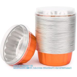 8oz Aluminum Foil Cups With Lids, Disposable Creme Brulee Muffin Cupcake Baking