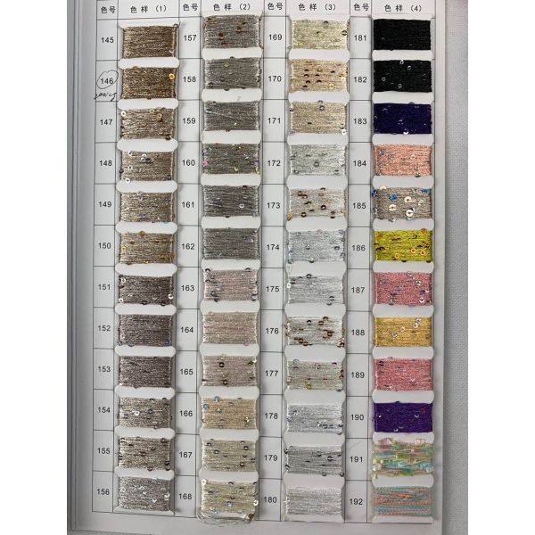 1MM 2MM 3MM 6MM Sequin Yarn 100% Polyester 5.5NM 6.5NM Sequin Wool Yarn 192 Colors