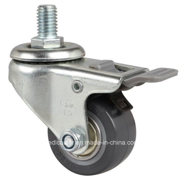 Edl Mini 1.5 inch 40kg Threaded Brake Caster 26415-76 featuring Smooth Ball