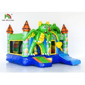 Kids Inflatable Bouncer Combo / Green Inflatable Dragon Jumping Castle
