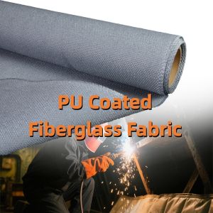 China High Silica Coated E-Glass PU Coated Fiberglass Fabric with 1m to 1.55m Width for Fireproof Applications on sale