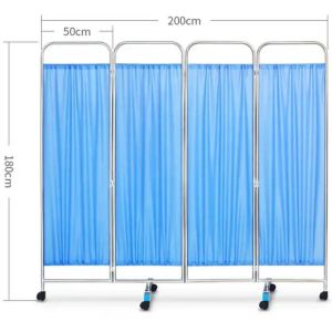 Medical Stainless Steel Movable Hospital Bedside Ward Screen4 Panel Folding Ward