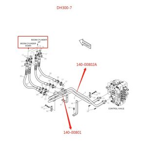 Doosan DH300LC-7 Excavator Pipelines Hydraulic Distributor Boom Confluence Pipe
