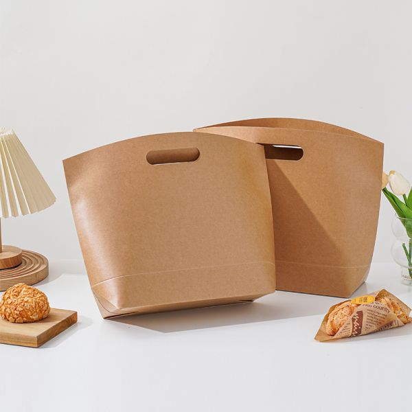 Kraft Paper Bag Bread Baking Packaging Bag Takeaway Thickened Packaging Bag Can Be Customized Logo