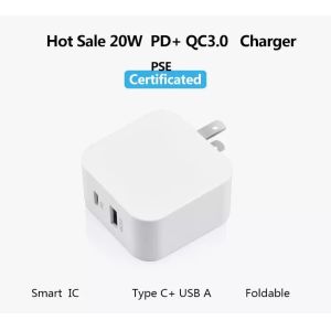USB Type C 100-240V Dual Port Charger 20W Foldable Plug For IPhone 13 Pro Max