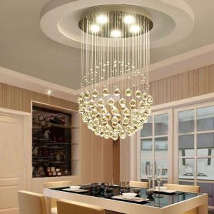 Modern K9 Large LED SphericLiving Room Crystal Chandeliers Round Large