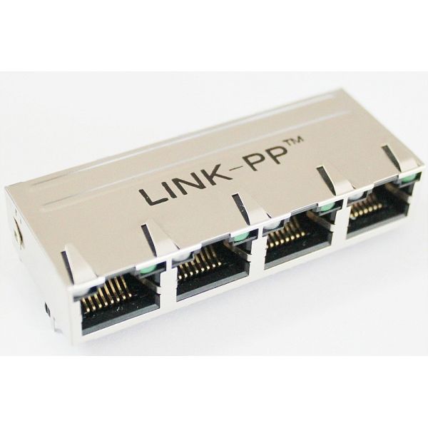 Quality Gold Plating PCB RJ45 Jack Connector with 1 X 4 Port Right Angle for sale