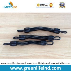 Black Plastic Spring String Key Chain Straps Waiting for Swivel Hooks