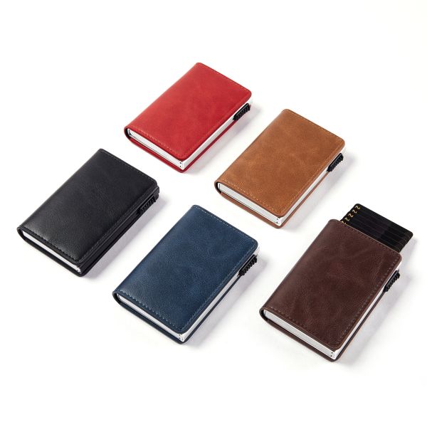 2024 Design PU RFID Aluminum Alloy Anti-theft Credit Card Holders Wallet for Your Needs