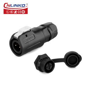 Cnlinko Quick Locking M12 Type 5A Male Plug and Female Flange Panel Mount 2 Pin