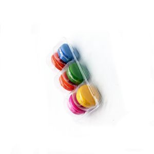 6 Holes Sugar PET Macaron Box Packaging Macaron Box With Clear Sleeve
