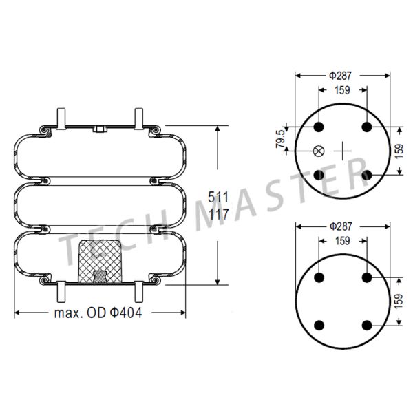 High quanlity W01-358-7839 triple convoluted air spring bellow For Industrial Firestone