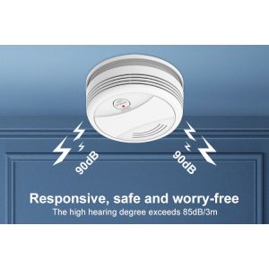 White Wireless Fire Safety Sensor Alarm And Tuya Smart Smoke Detector System