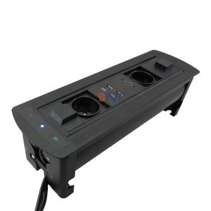 Aluminum EU power multimedia hidden desk mounted desktop socket box