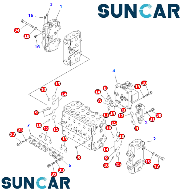 7234710600 723-47-10600 Main Valve Seal Kit For Excavator Komatsu PC200-6-A