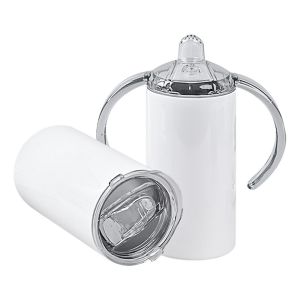 12oz Blank Stainless Steel Sublimation Tumblers Straight Sippy Cup With Straw