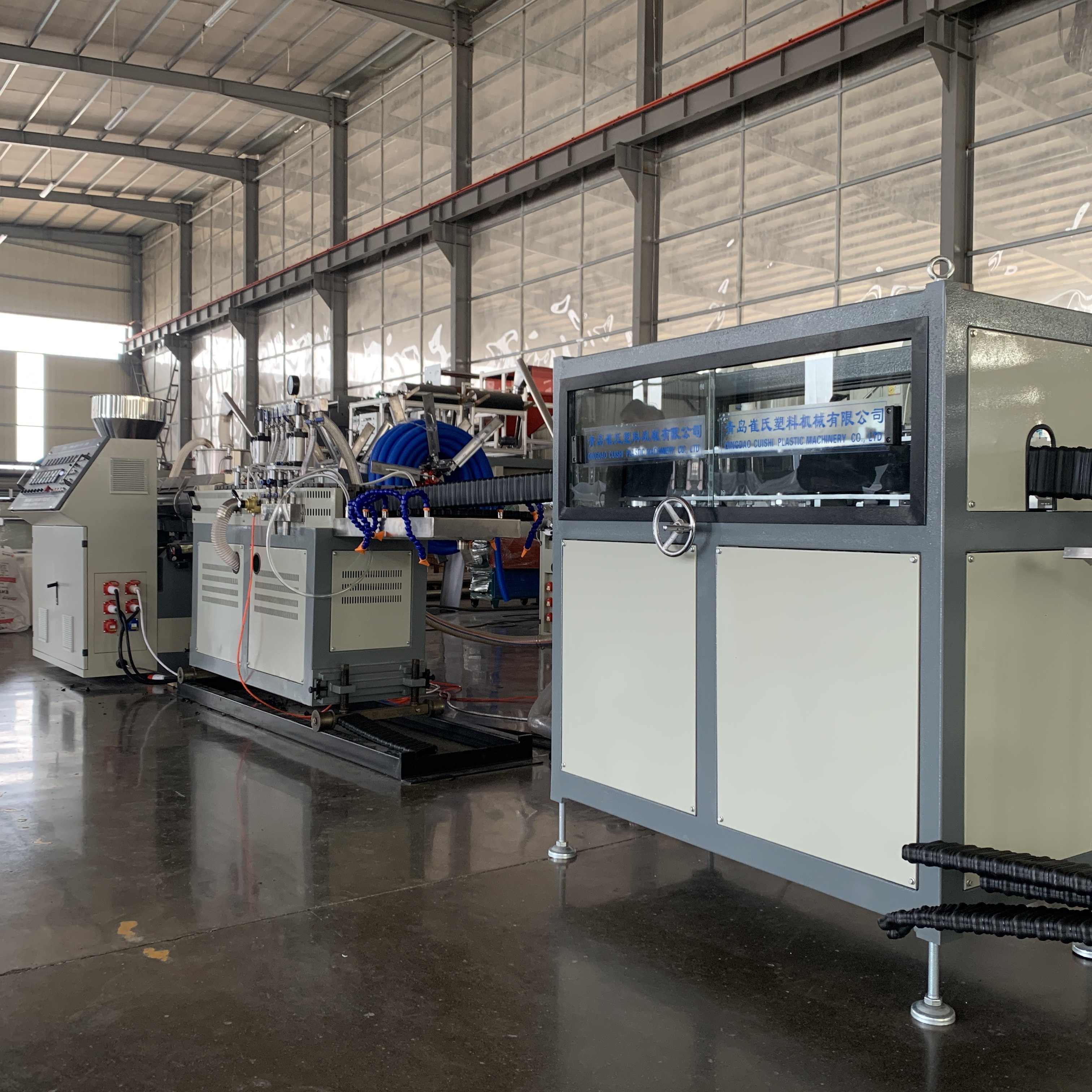 HDPE PP Prestressed Spiral Corrugated Pipe Making Machine Plastic Post Tension Duct Extrusion Line