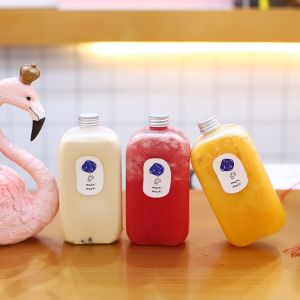 Modern Clear Custom Plastic Juice Bottle With Handle For Cold Drink Bubble Tea